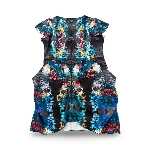 City Chic Multi-Patterned Blue Symmetric Dress