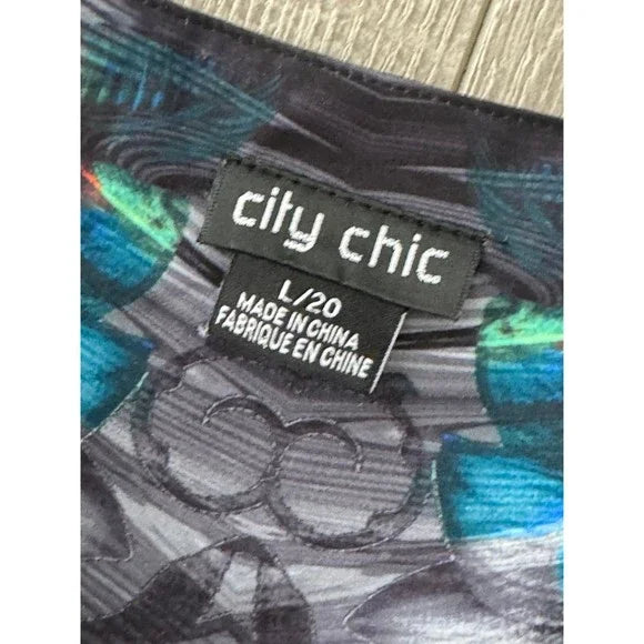 City Chic Multi-Patterned Blue Symmetric Dress