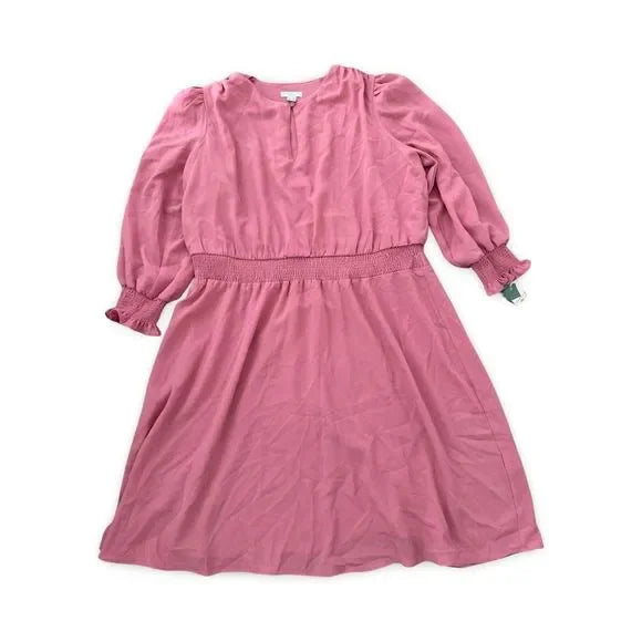 London Times NWT Pink Long Sleeve Key Hole Dress