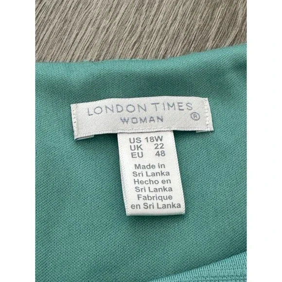 London Times Green Short Sleeve Casual Dress