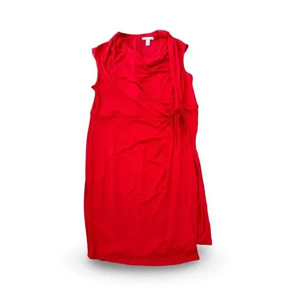 London Times Red Side Cinched Dress