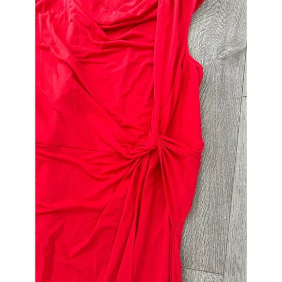 London Times Red Side Cinched Dress