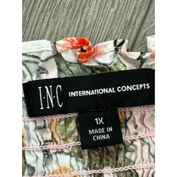 INC International Concepts Shirred Floral Dress