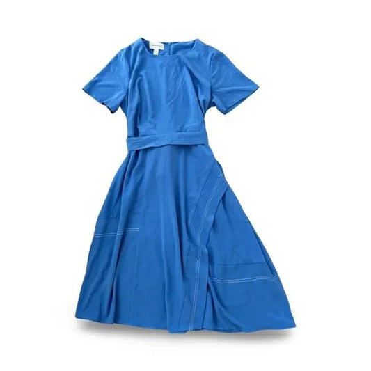 Donna Morgan Blue Casual Short Sleeve Asymmetrical Dress