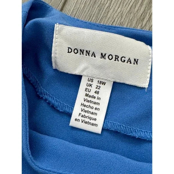 Donna Morgan Blue Casual Short Sleeve Asymmetrical Dress