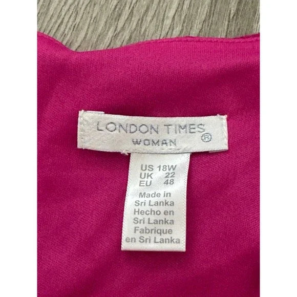 London Times Pink Waist Pleated Dress