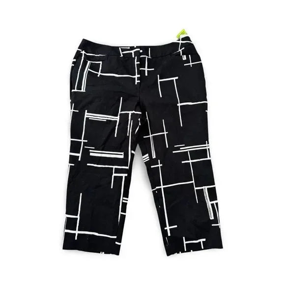 The 5th Ave Black and White Patterned Cropped Pants