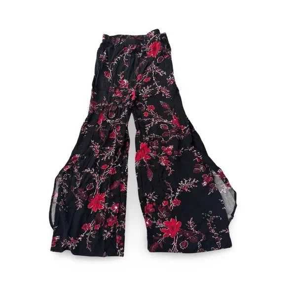 Macy’s Floral Black Flare Casual Pants