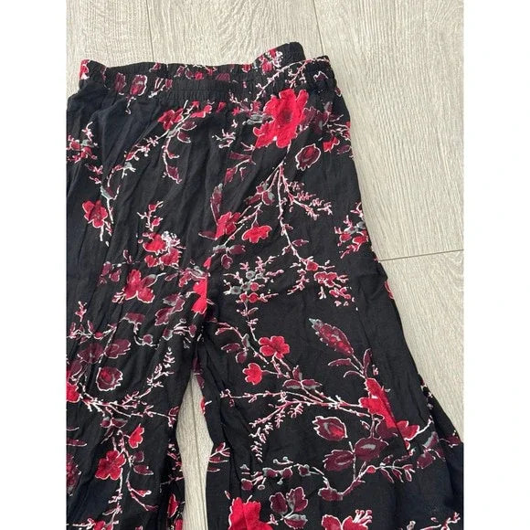 Macy’s Floral Black Flare Casual Pants