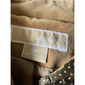 Michael Kors Tan Sequin Suede Blazer Coat