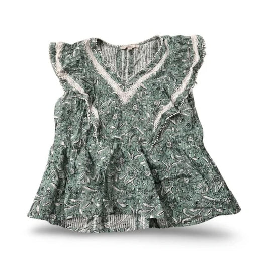 LOFT Green Floral Laced Detailed Blouse Top