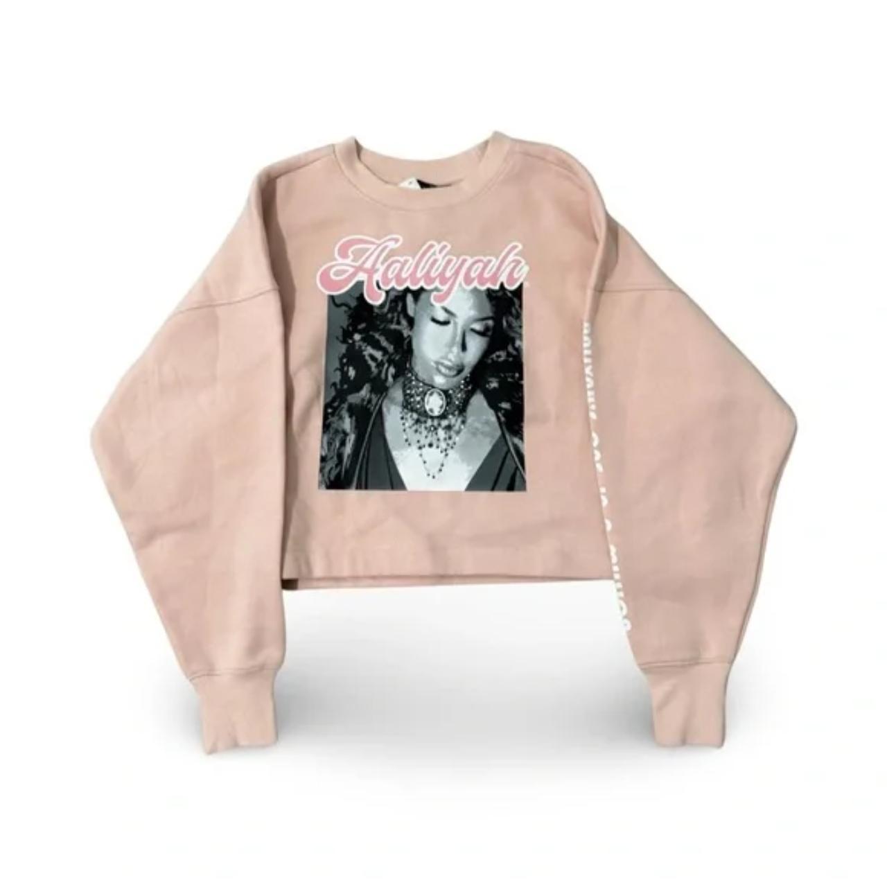 Aaliyah Graphic Photo Pink Cropped Sweater