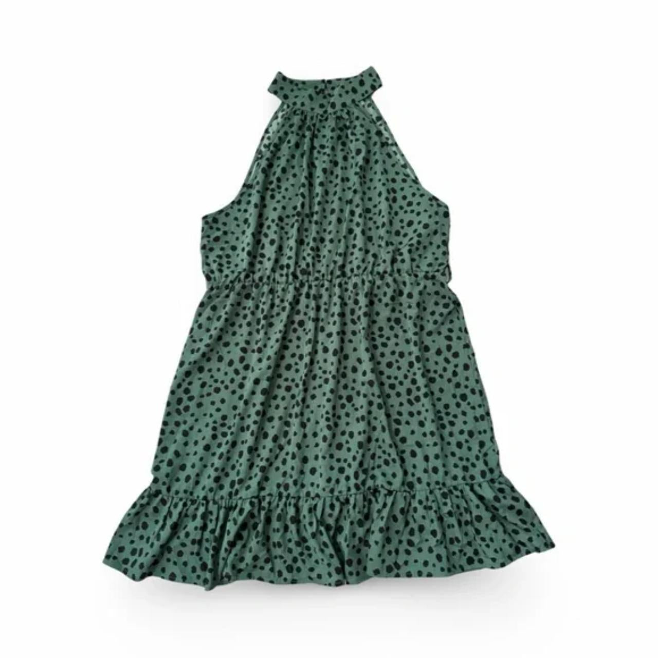 Shein Green Polkadotted Haltered Flowy Dress