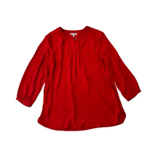 JM Collection Red Long Sleeve Blouse Top 