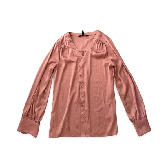 White House Black Market Satin Pink Blouse Top