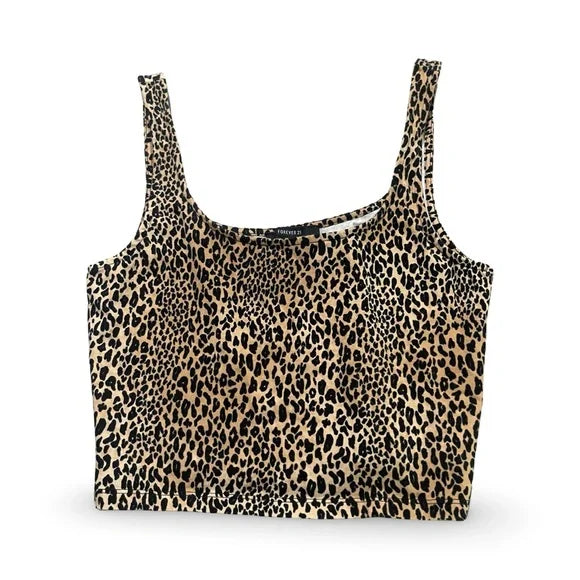 Forever 21 Cheetah Print Tank Cropped Top Shirt