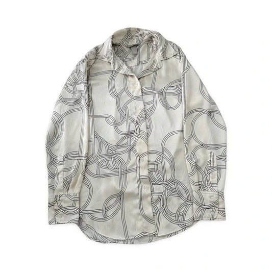 H&M Buttoned Down Swirled Patterned Blouse Top