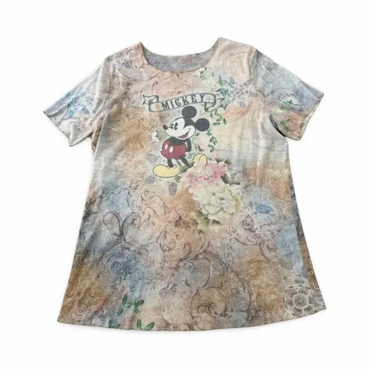 Disney Tie Dye Distressed Designed Mickey Mouse Short Sleeve Tee Shirt