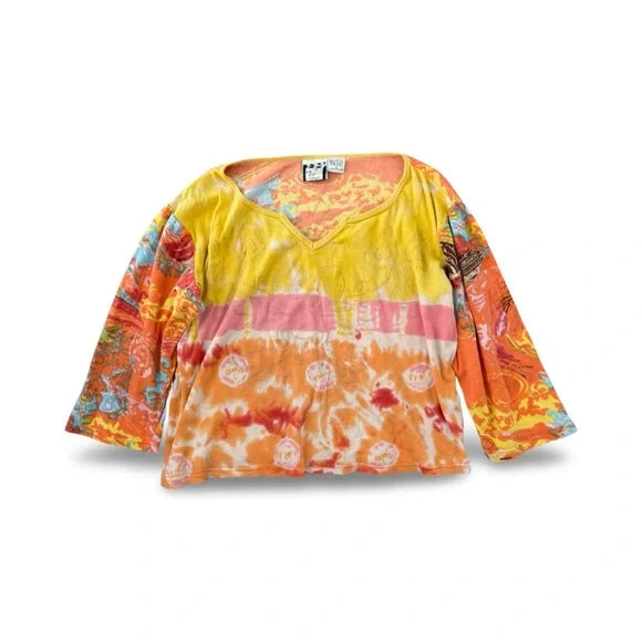 Take Two Vintage Sunny Orange Yellow Blouse Top