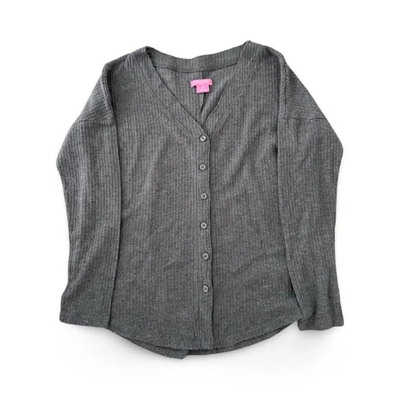 Isaac Mizrahi Grey Oversized Buttoned Cardigan Sweater